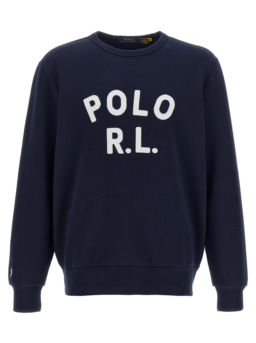 Polo Ralph Lauren Blue Logo Sweatshirt With Embroidered Pony Patch