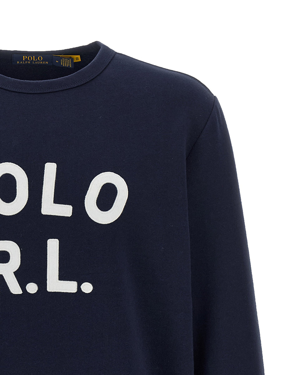 Polo Ralph Lauren Blue Logo Sweatshirt With Embroidered Pony Patch