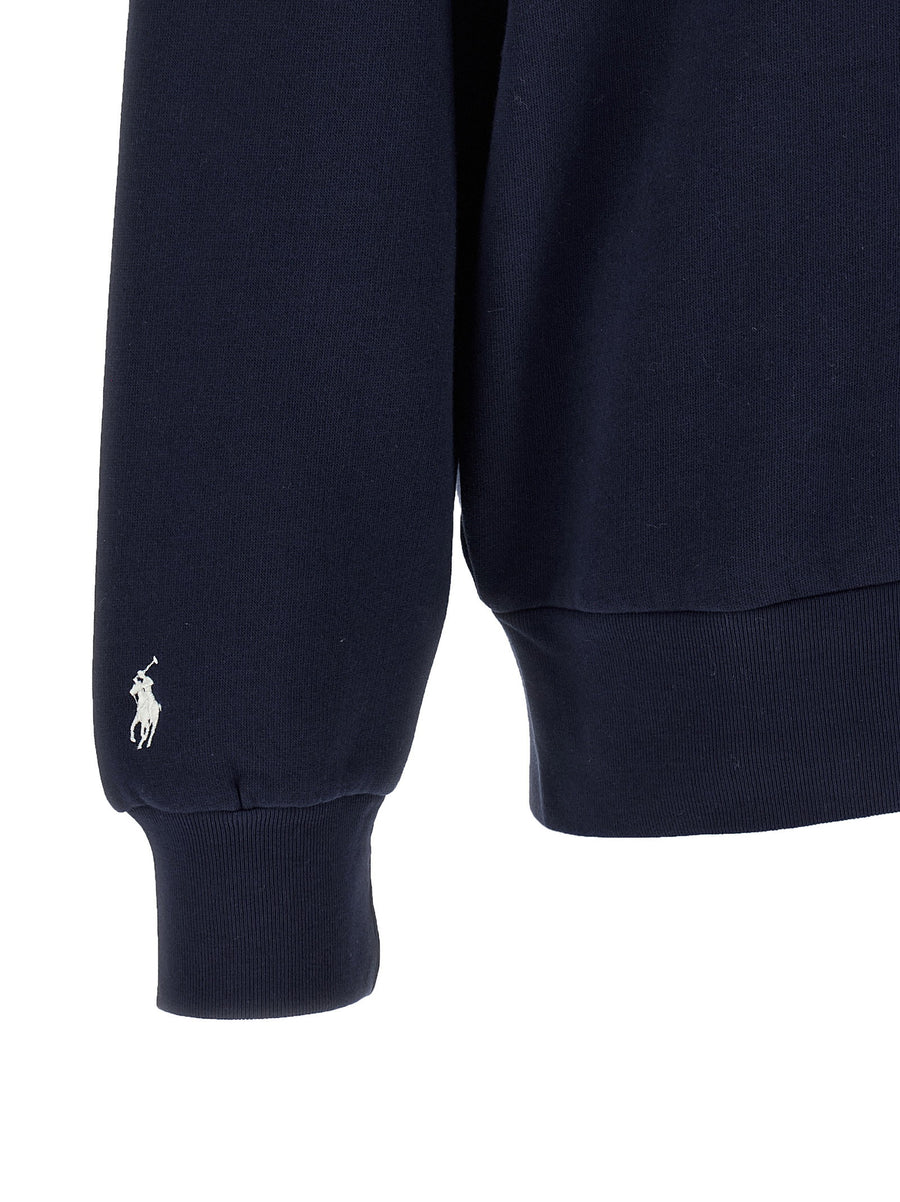 Polo Ralph Lauren Blue Logo Sweatshirt With Embroidered Pony Patch