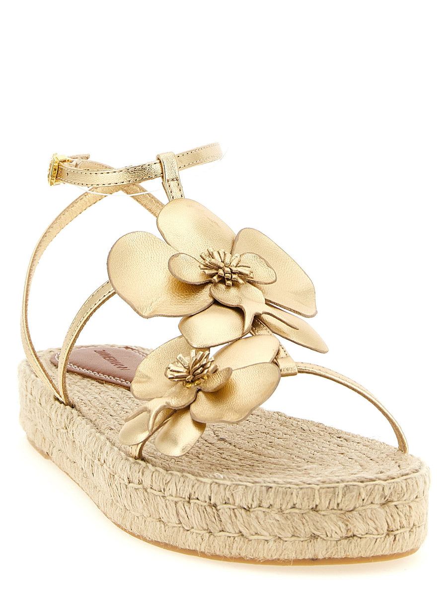 Zimmermann Orchid Gold Leather Espadrille Sandals With Adjustable Strap
