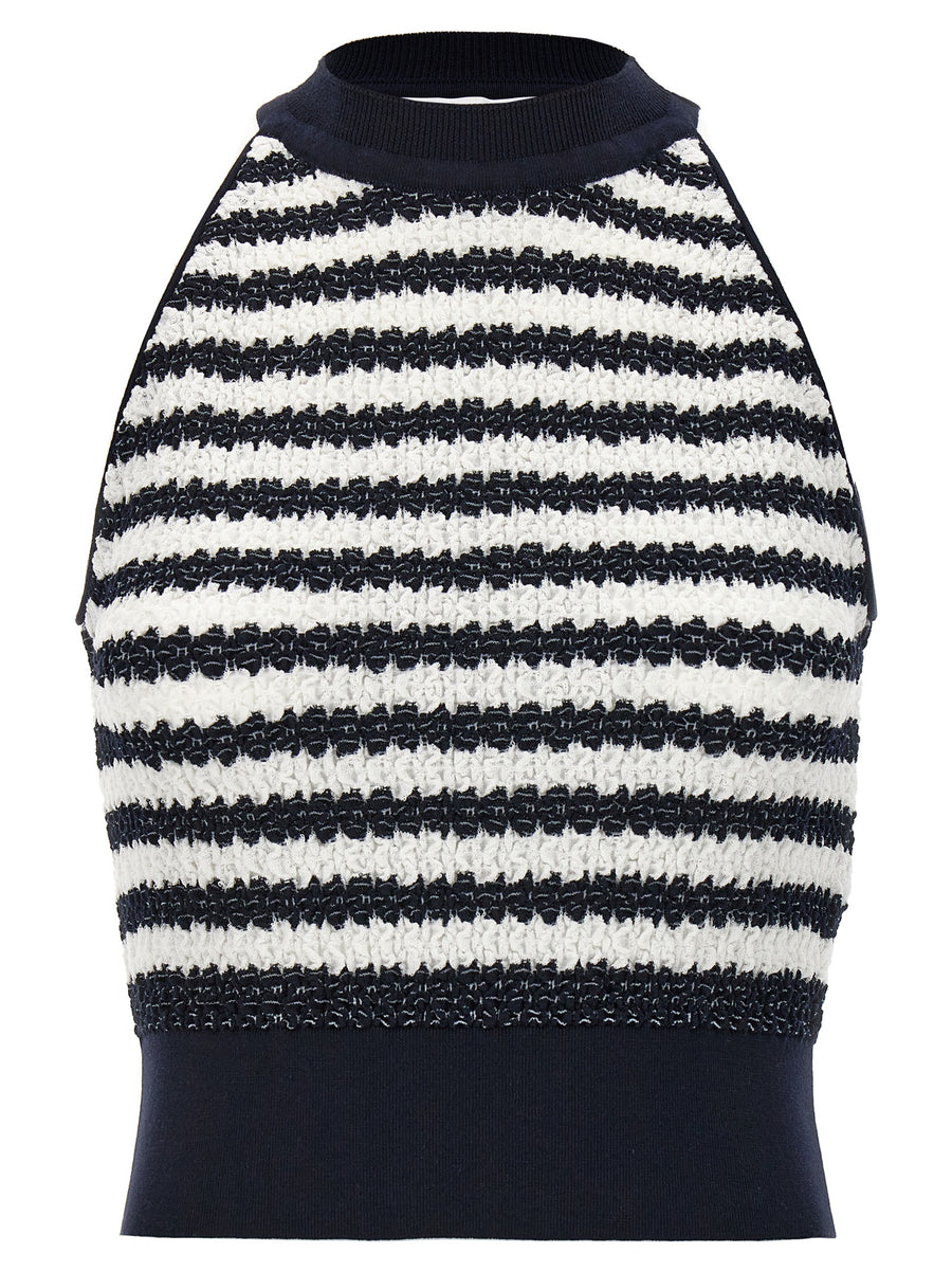 Antonino Valenti Sleeveless Multicolor Striped Top For Women Effortless Style Wrinkle Fabric Texture