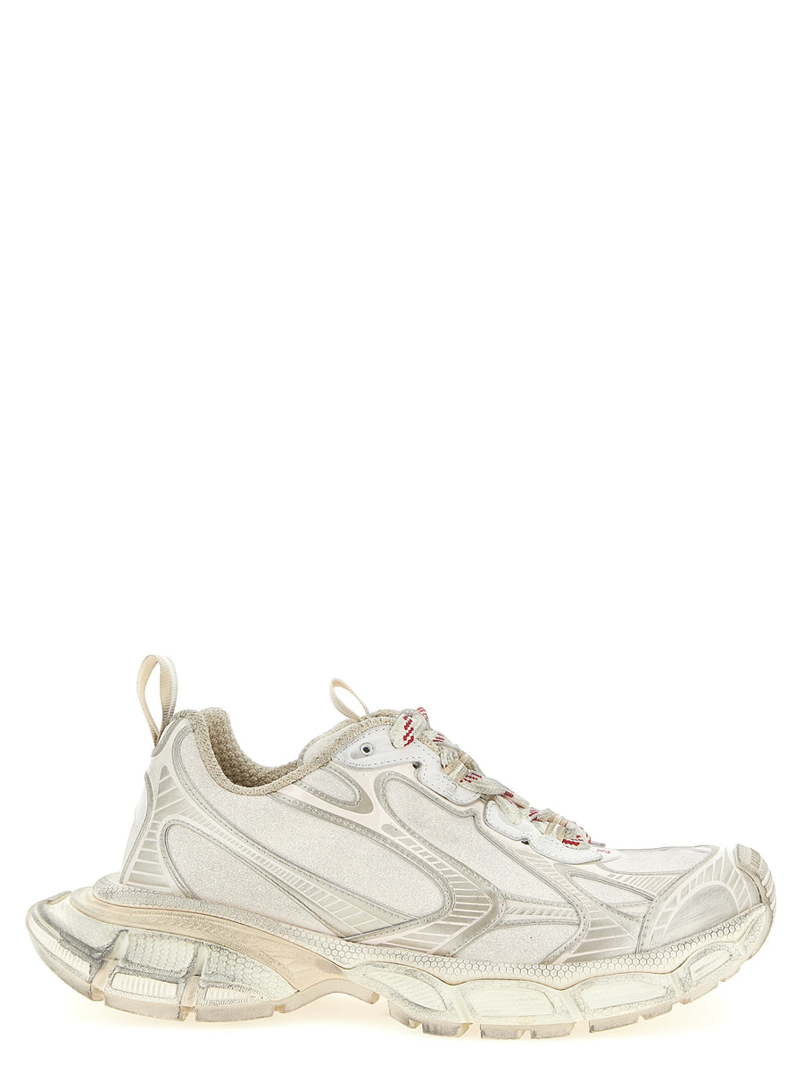 Balenciaga 3XL Sneakers For Women Glitter Silver PU Details Bold Worn Effect Luxury Streetwear