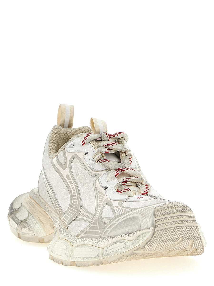 Balenciaga 3XL Sneakers For Women Glitter Silver PU Details Bold Worn Effect Luxury Streetwear