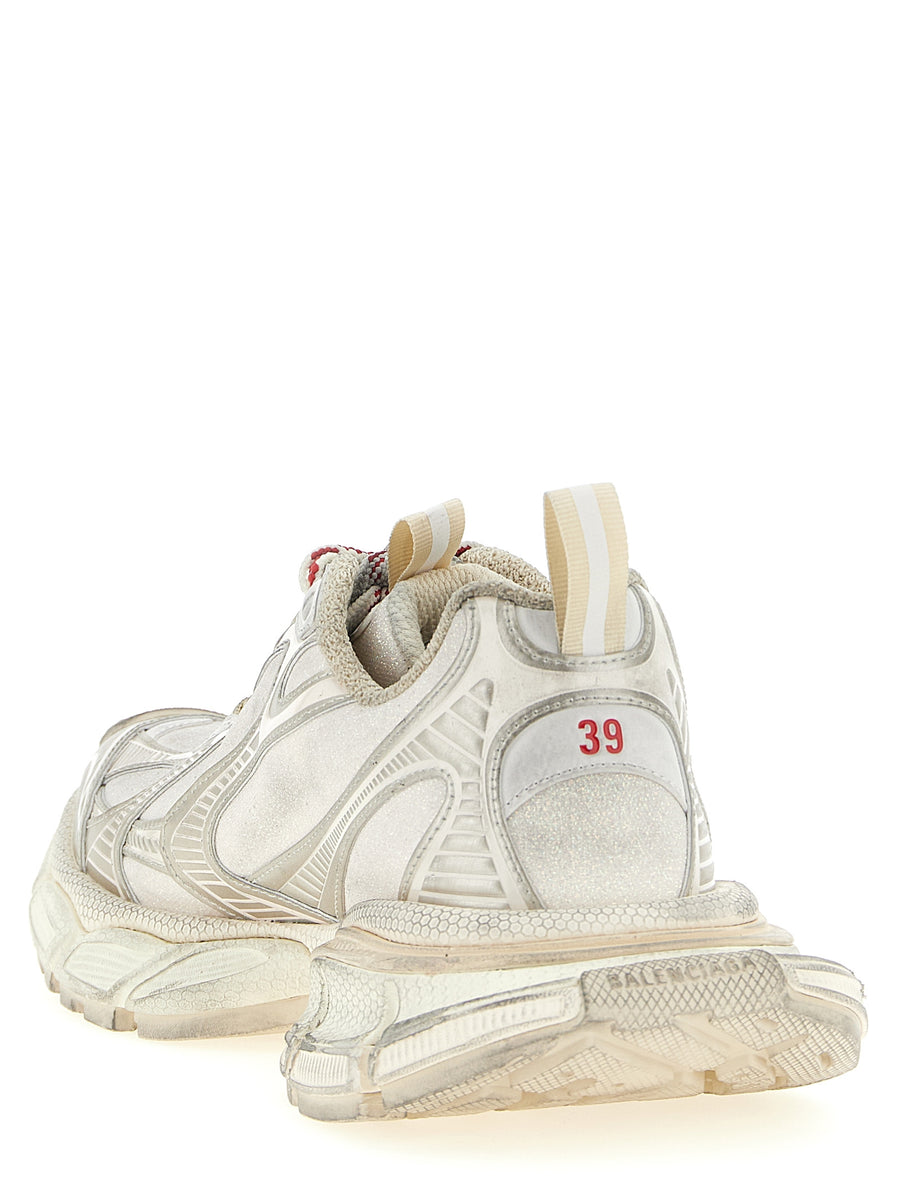 Balenciaga 3XL Sneakers For Women Glitter Silver PU Details Bold Worn Effect Luxury Streetwear