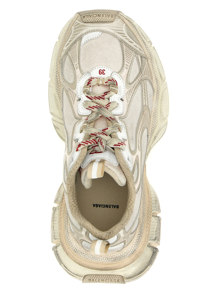 Balenciaga 3XL Sneakers For Women Glitter Silver PU Details Bold Worn Effect Luxury Streetwear