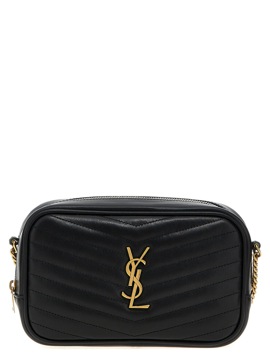 Saint Laurent Mini Lou Crossbody Bag Black Calfskin Leather Chevron Quilted Chain Strap For Women Timeless Elegance