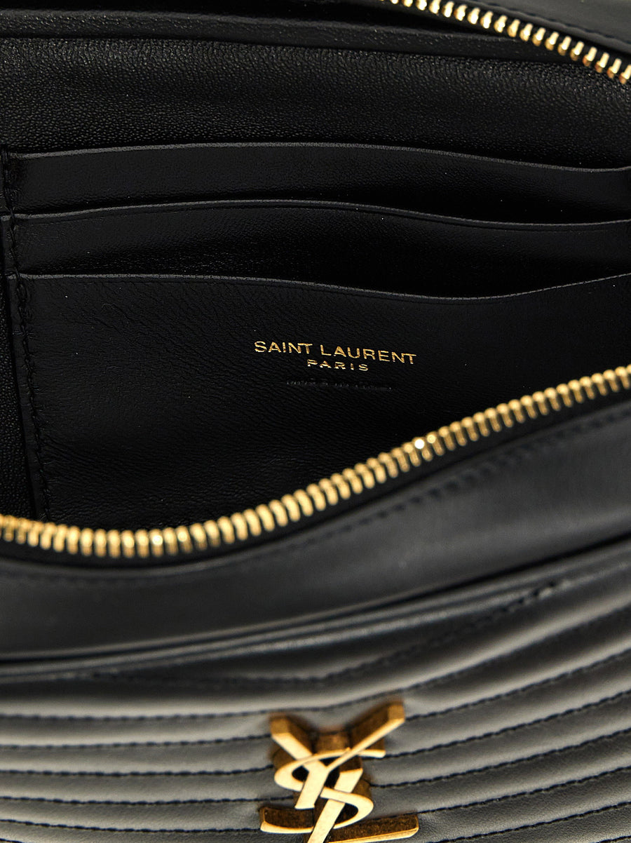 Saint Laurent Mini Lou Crossbody Bag Black Calfskin Leather Chevron Quilted Chain Strap For Women Timeless Elegance