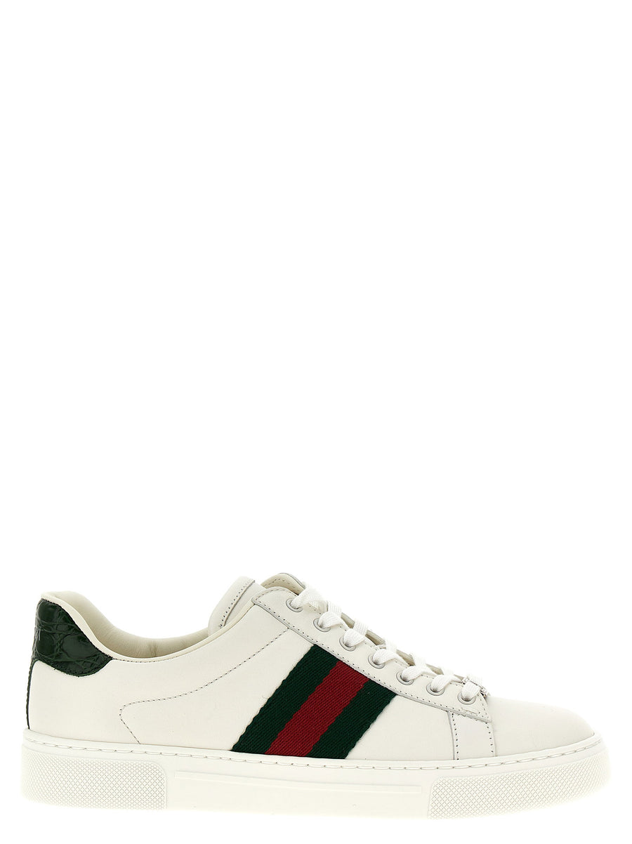 Gucci Ace Sneakers Green Web Ribbon Leather Lace Closure Women EU Size