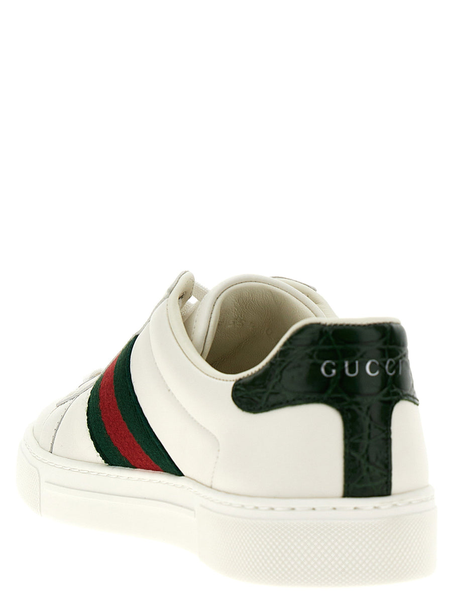 Gucci Ace Sneakers Green Web Ribbon Leather Lace Closure Women EU Size