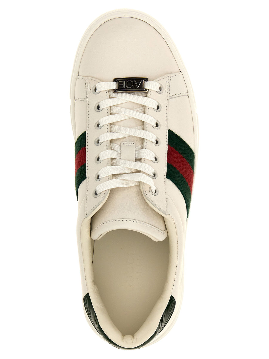 Gucci Ace Sneakers Green Web Ribbon Leather Lace Closure Women EU Size