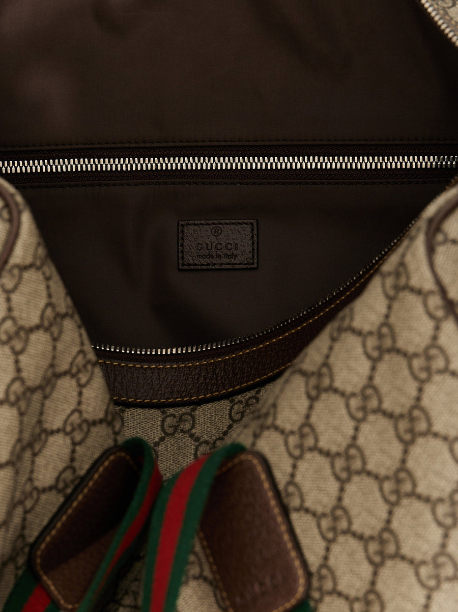 Gucci GG Supreme Large Travel Bag Beige Leather Details