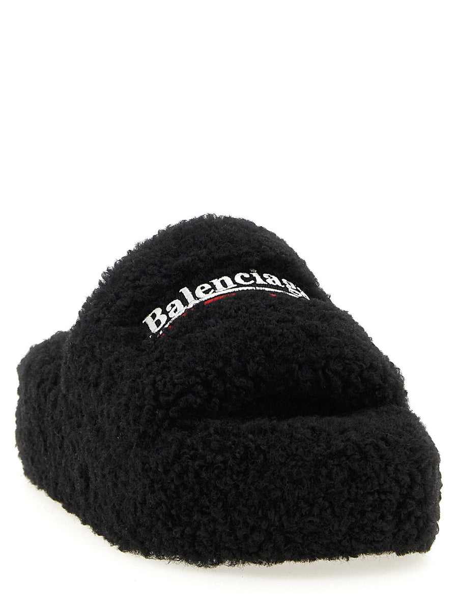 Balenciaga Furry Platform Slides