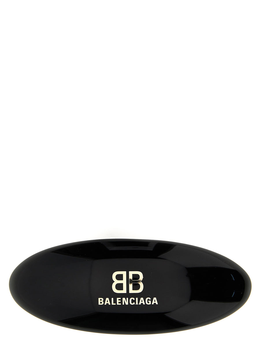Balenciaga Logo Hair Clip Resin Accessory For Women One Size Black Signature Detail