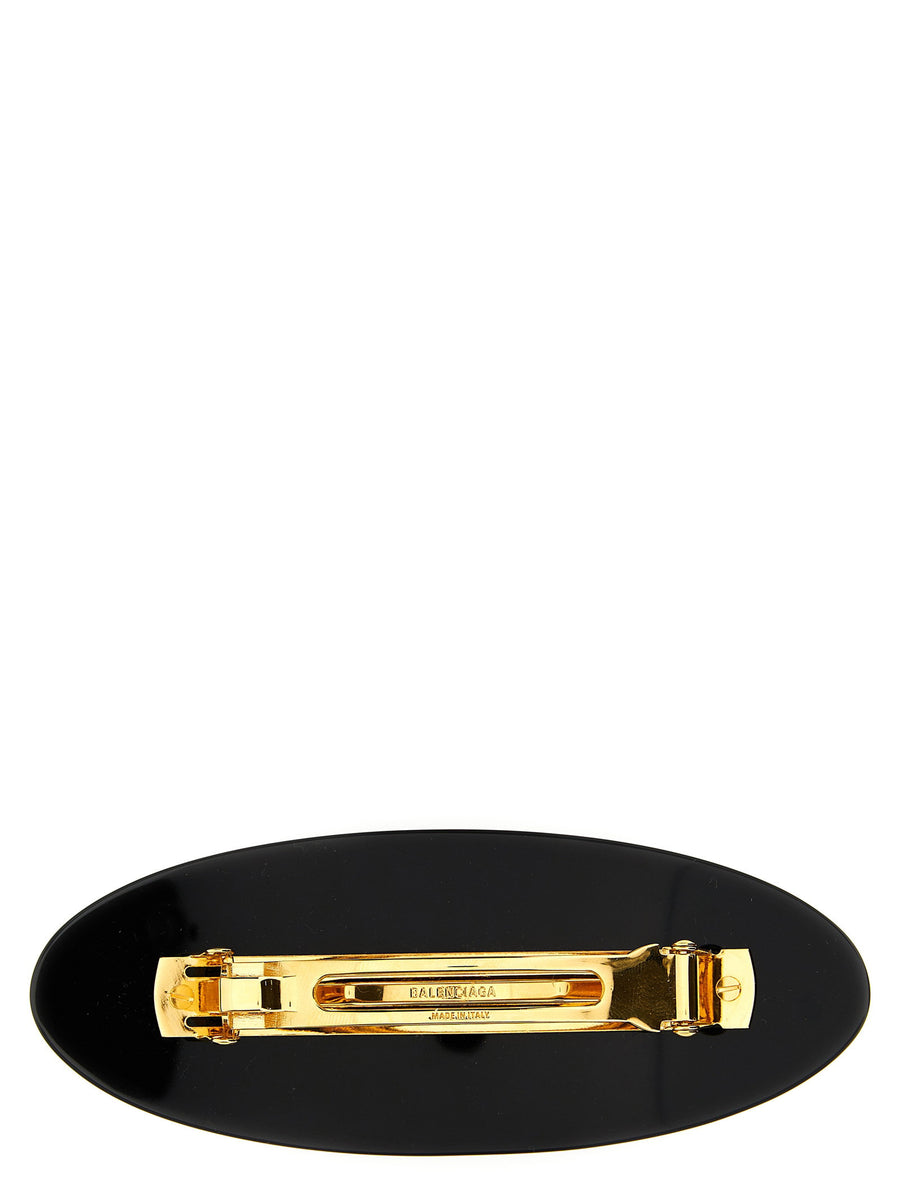 Balenciaga Logo Hair Clip Resin Accessory For Women One Size Black Signature Detail