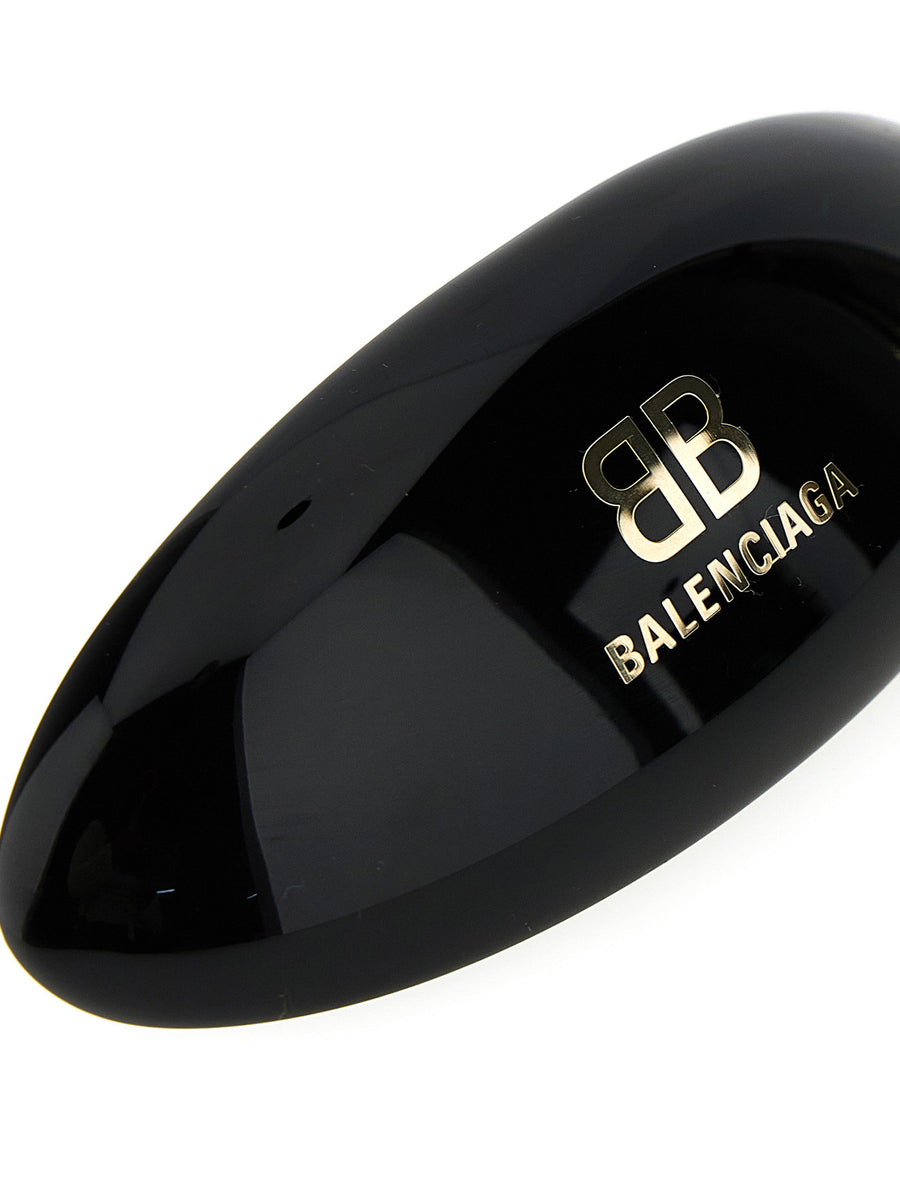 Balenciaga Logo Hair Clip Resin Accessory For Women One Size Black Signature Detail