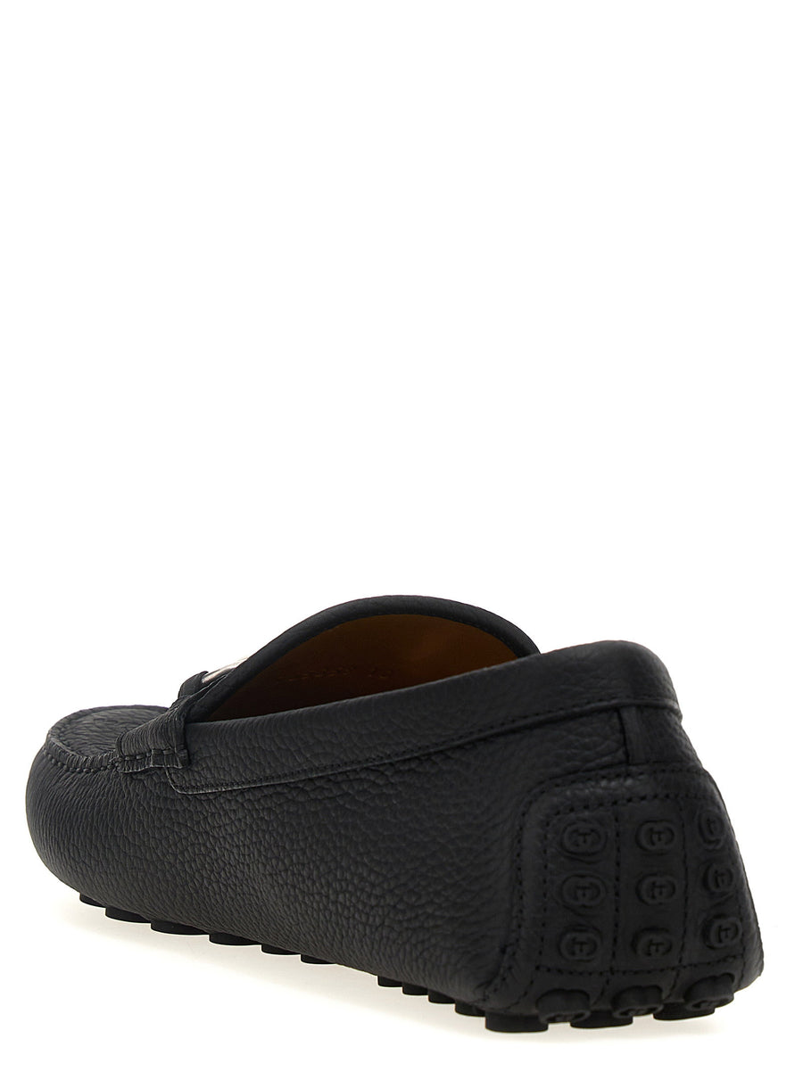 Gucci Morsetto Loafers Front Metal Moccasins Black Calfskin Leather Unisex