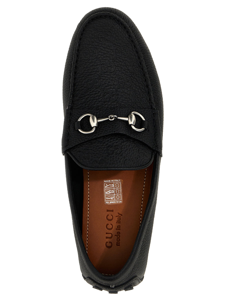 Gucci Morsetto Loafers Front Metal Moccasins Black Calfskin Leather Unisex