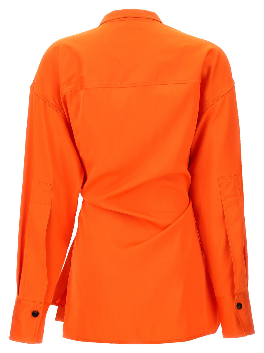 Ferragamo Satin Asymmetric Shirt For Women Luxurious Bold Orange Color Statement Top