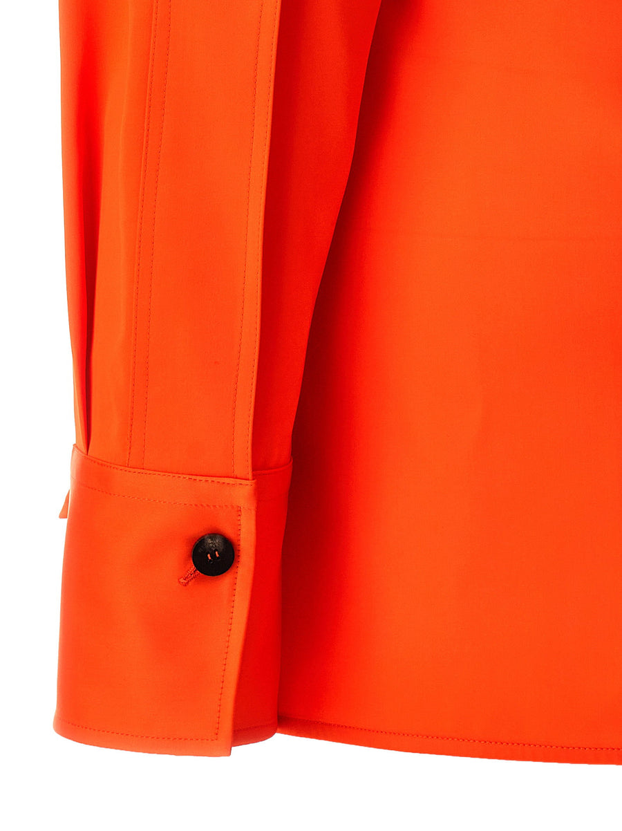Ferragamo Satin Asymmetric Shirt For Women Luxurious Bold Orange Color Statement Top