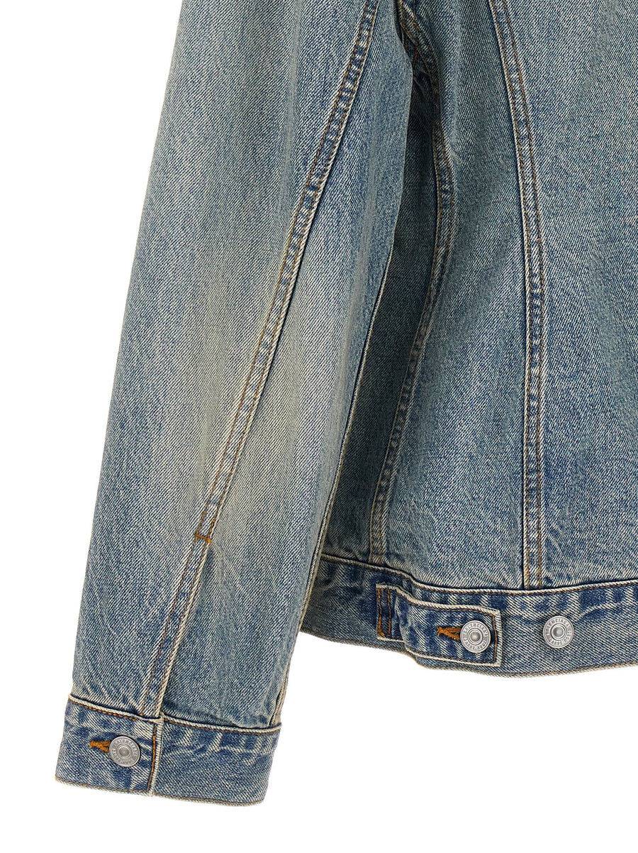 Balenciaga Hourglass Denim Jacket For Women Cinched Waist Light Blue Cotton Spring 2024 Collection
