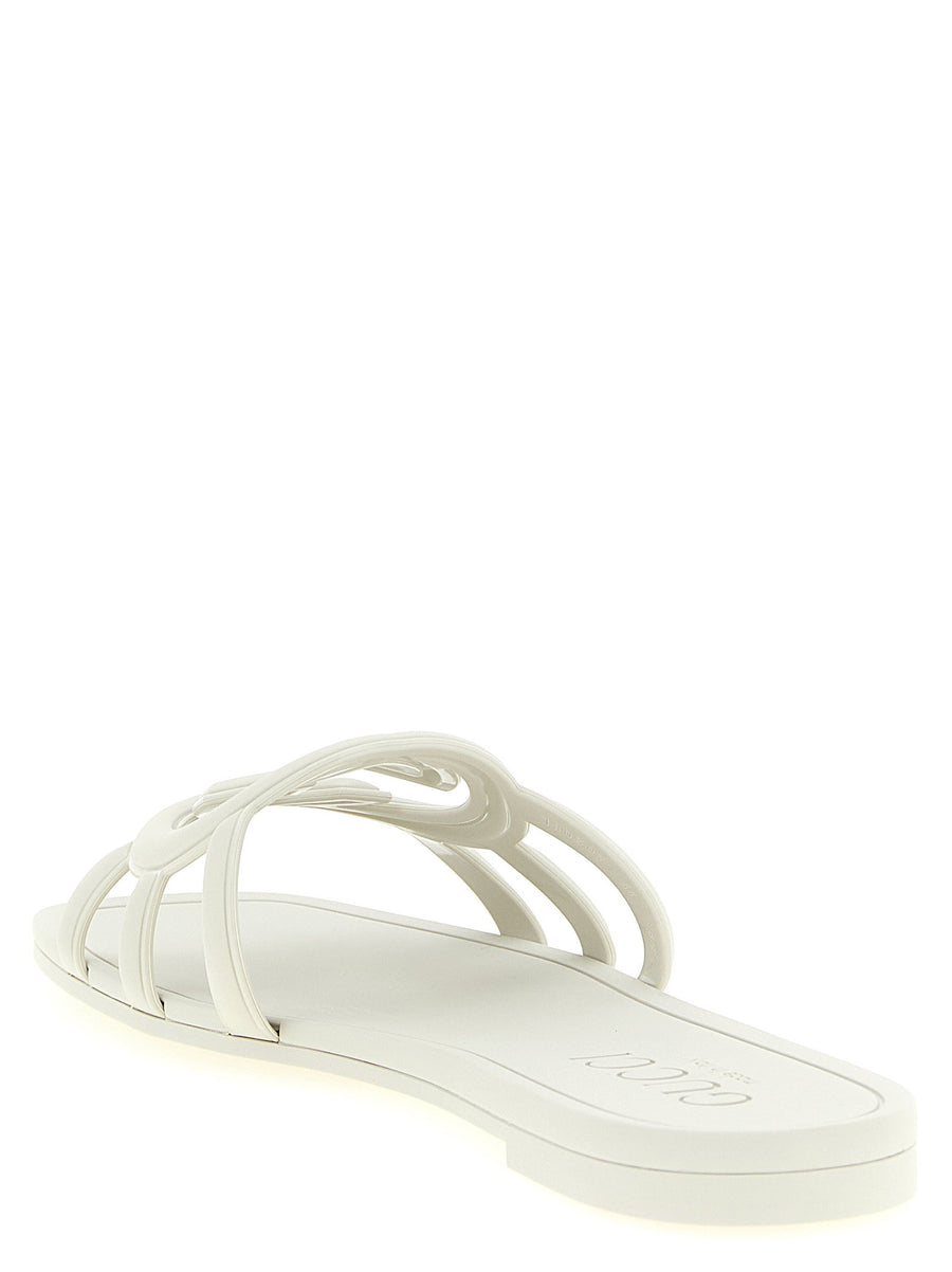 Gucci Incrocio GG Sandals Lido Line Rubber Gray For Women EU Sizes