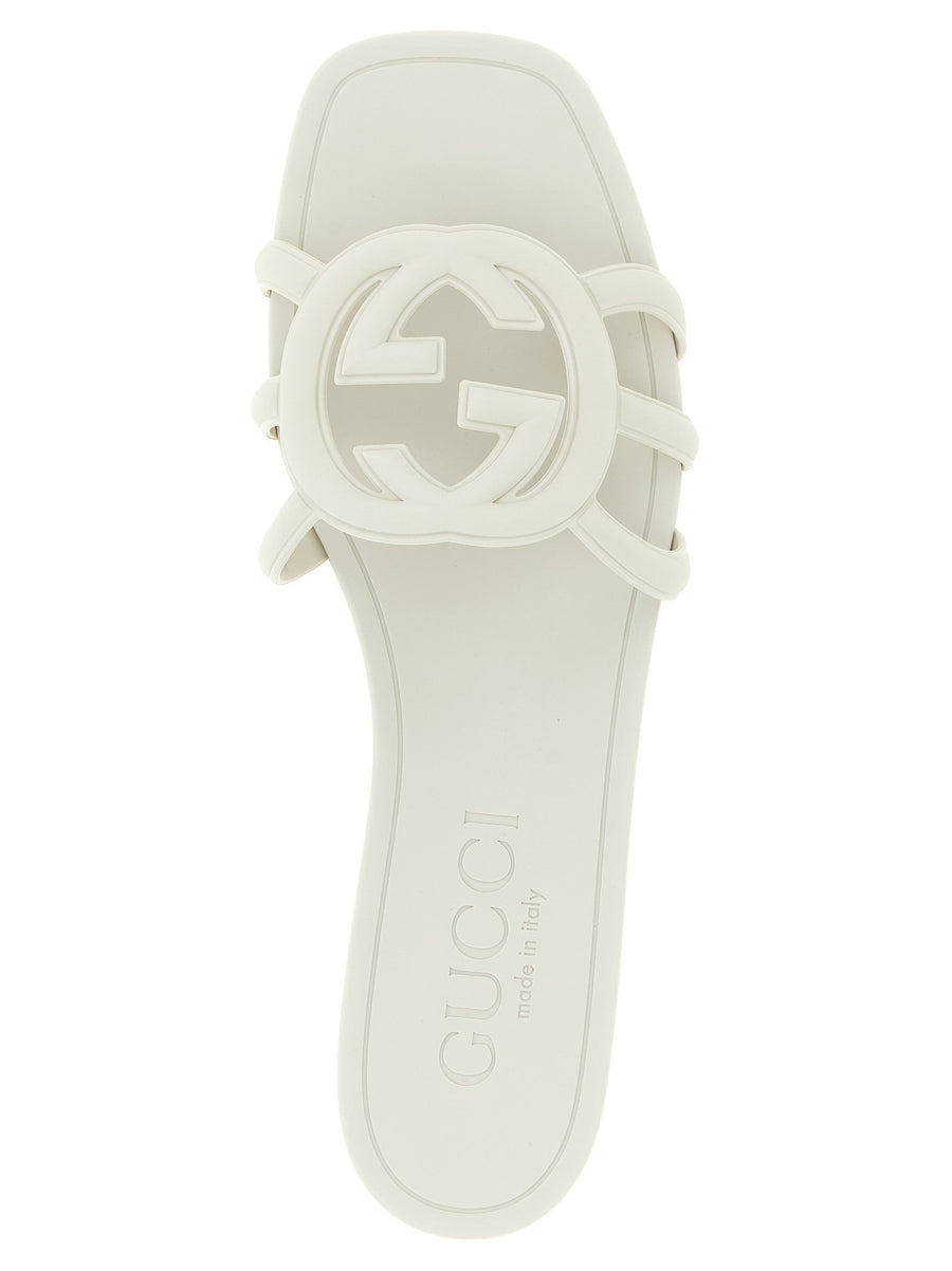 Gucci Incrocio GG Sandals Lido Line Rubber Gray For Women EU Sizes