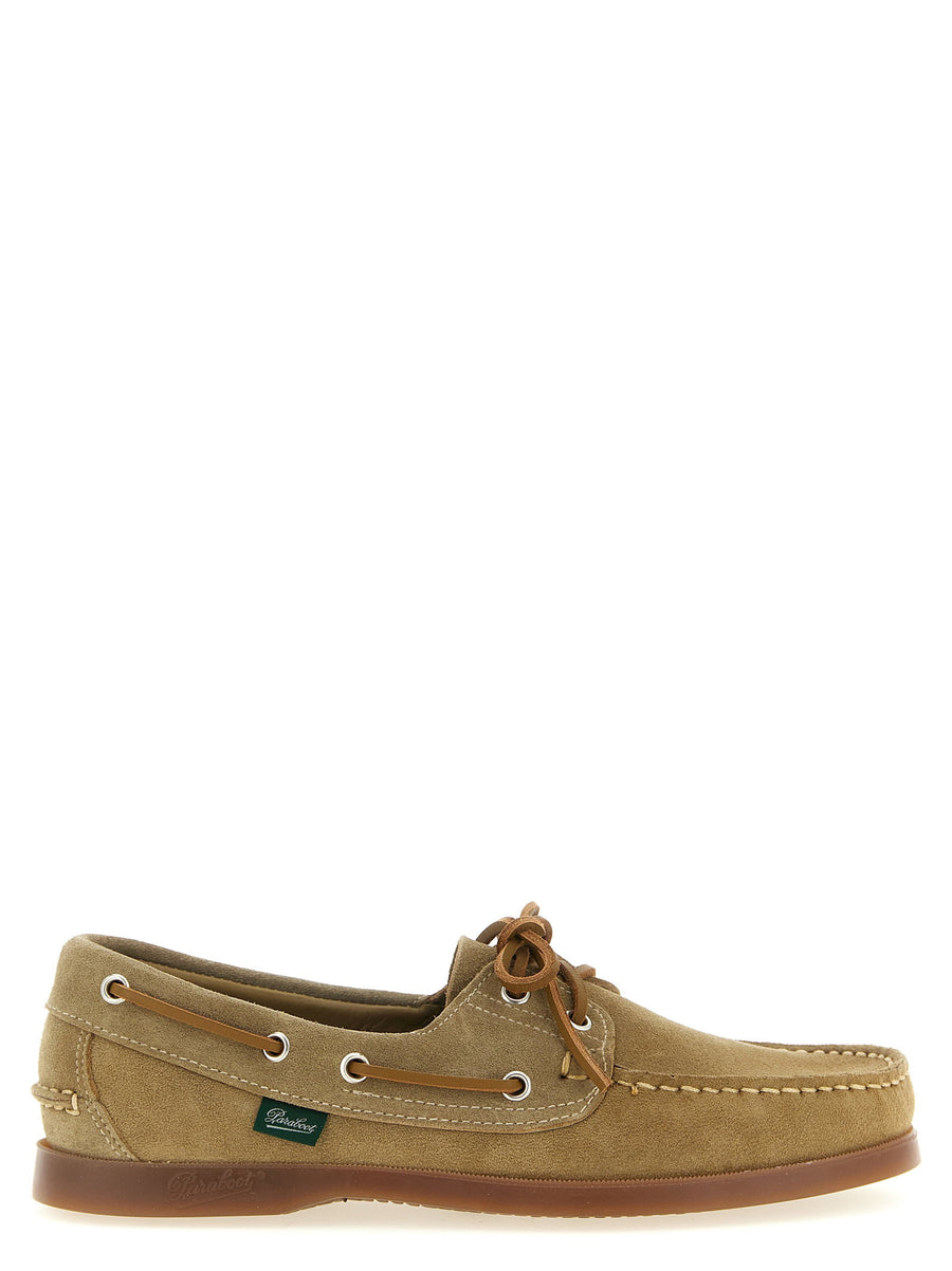 Paraboot Barth Boat Shoe For Men Beige Calfskin Leather With Leather Lined Interior And Natural Rubber Sole