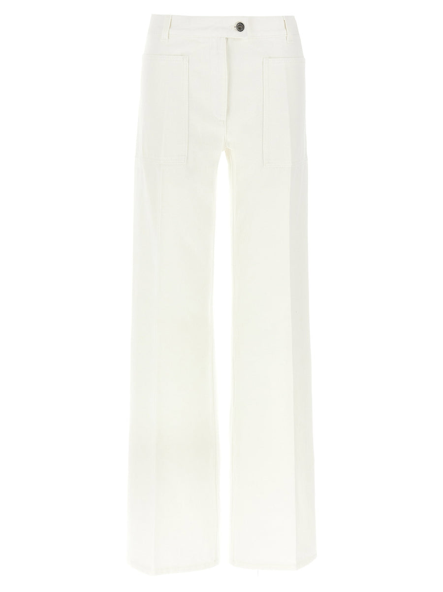 Ferragamo White Cotton Denim Straight Jeans for Women With Wide Leg Silhouette for Modern Refined Style