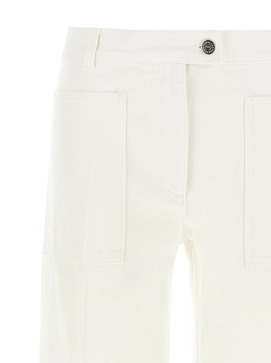 Ferragamo White Cotton Denim Straight Jeans for Women With Wide Leg Silhouette for Modern Refined Style