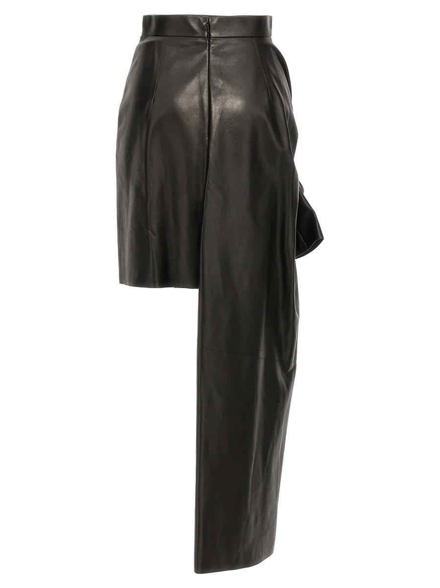 Alexander McQueen Maxi Bow Leather Skirt For Women High Waist Lambskin Luxury Evening Wear