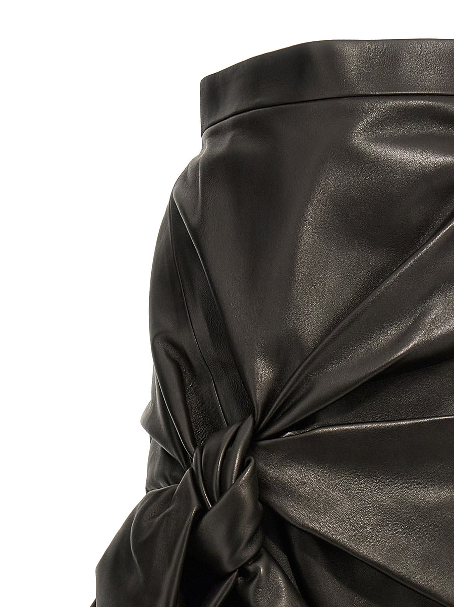 Alexander McQueen Maxi Bow Leather Skirt For Women High Waist Lambskin Luxury Evening Wear