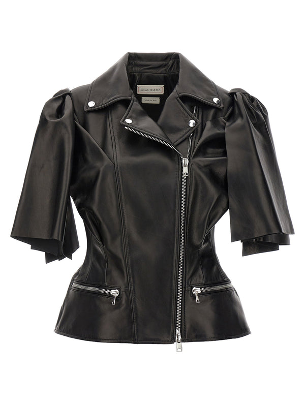 Alexander McQueen Bow Knot Biker Vest For Women Luxurious Lamb Leather With Day To Night Versatility