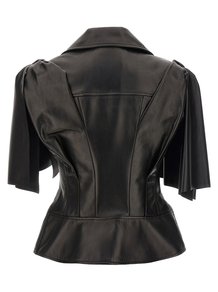Alexander McQueen Bow Knot Biker Vest For Women Luxurious Lamb Leather With Day To Night Versatility