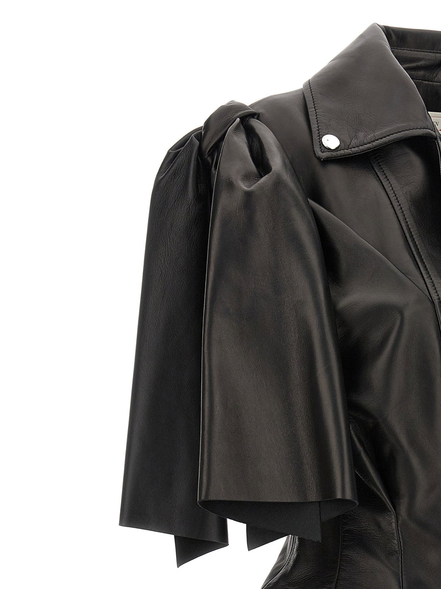 Alexander McQueen Bow Knot Biker Vest For Women Luxurious Lamb Leather With Day To Night Versatility