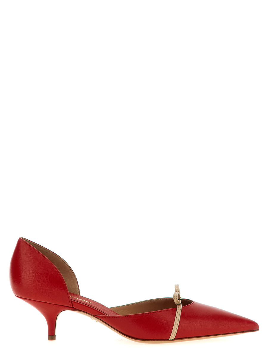 Ferragamo Gyoia Pumps Red Goat Leather Front Strap Pointed Toe