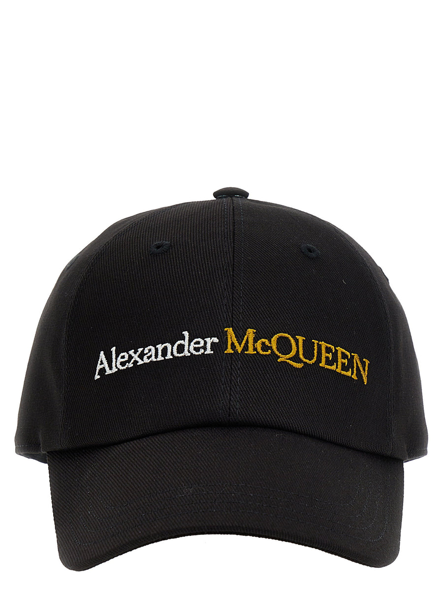 Alexander McQueen Logo Cap For Men Premium 100 Percent Cotton Black With Embroidered Logo