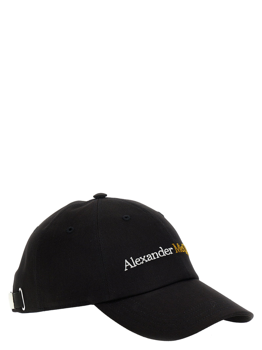 Alexander McQueen Logo Cap For Men Premium 100 Percent Cotton Black With Embroidered Logo