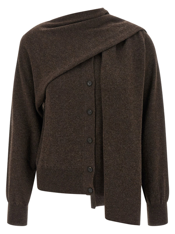 Ferragamo Cashmere Scarf Cardigan For Women With Sculptural Scarf Detail And Luxurious Warmth
