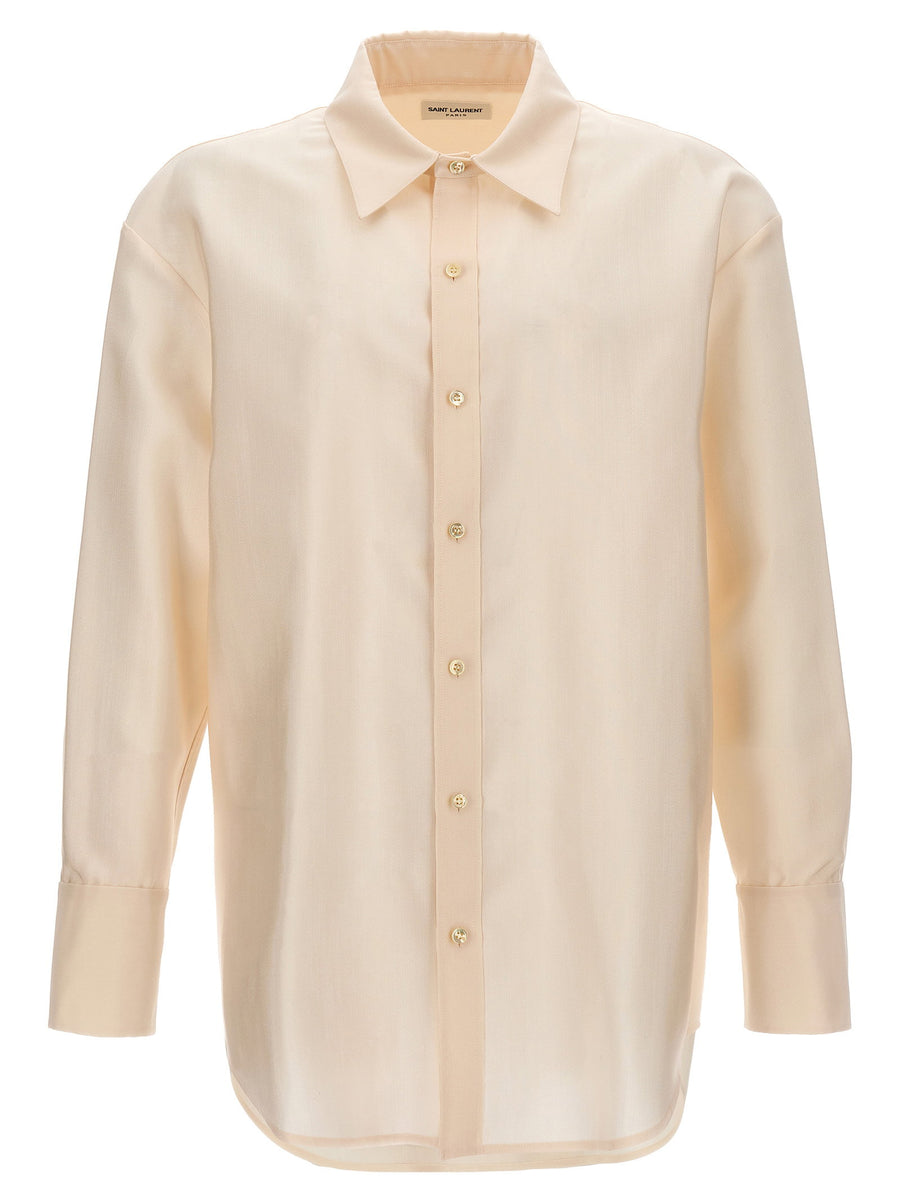 Saint Laurent Faille Shirt Luxury Oversized Wool Blend For Men With Layering Potential