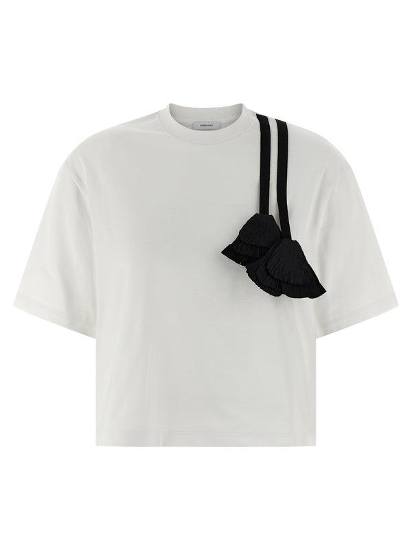 Ferragamo Floral Insert T Shirt For Women Premium Cotton With Front Embroidery Luxurious Everyday Wear