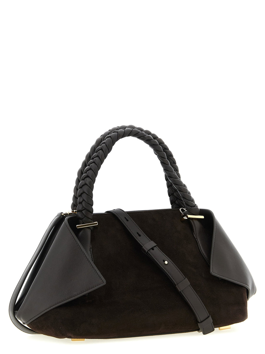 Ferragamo Handbag For Women Luxury Goat Leather With Suede Panels And Padded Handle