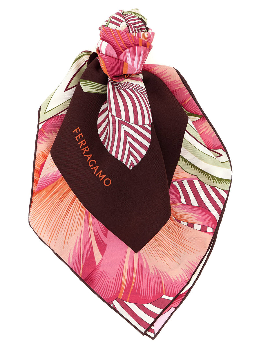 Ferragamo Brezza Silk Scarf Multicolor Print For Women Luxurious Silk Twill Accessory Versatile Outfit Accent