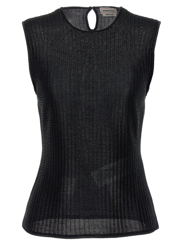 Alexander McQueen Armor Top Bold Contemporary Sleeveless Black Armor Inspired Texture for Women