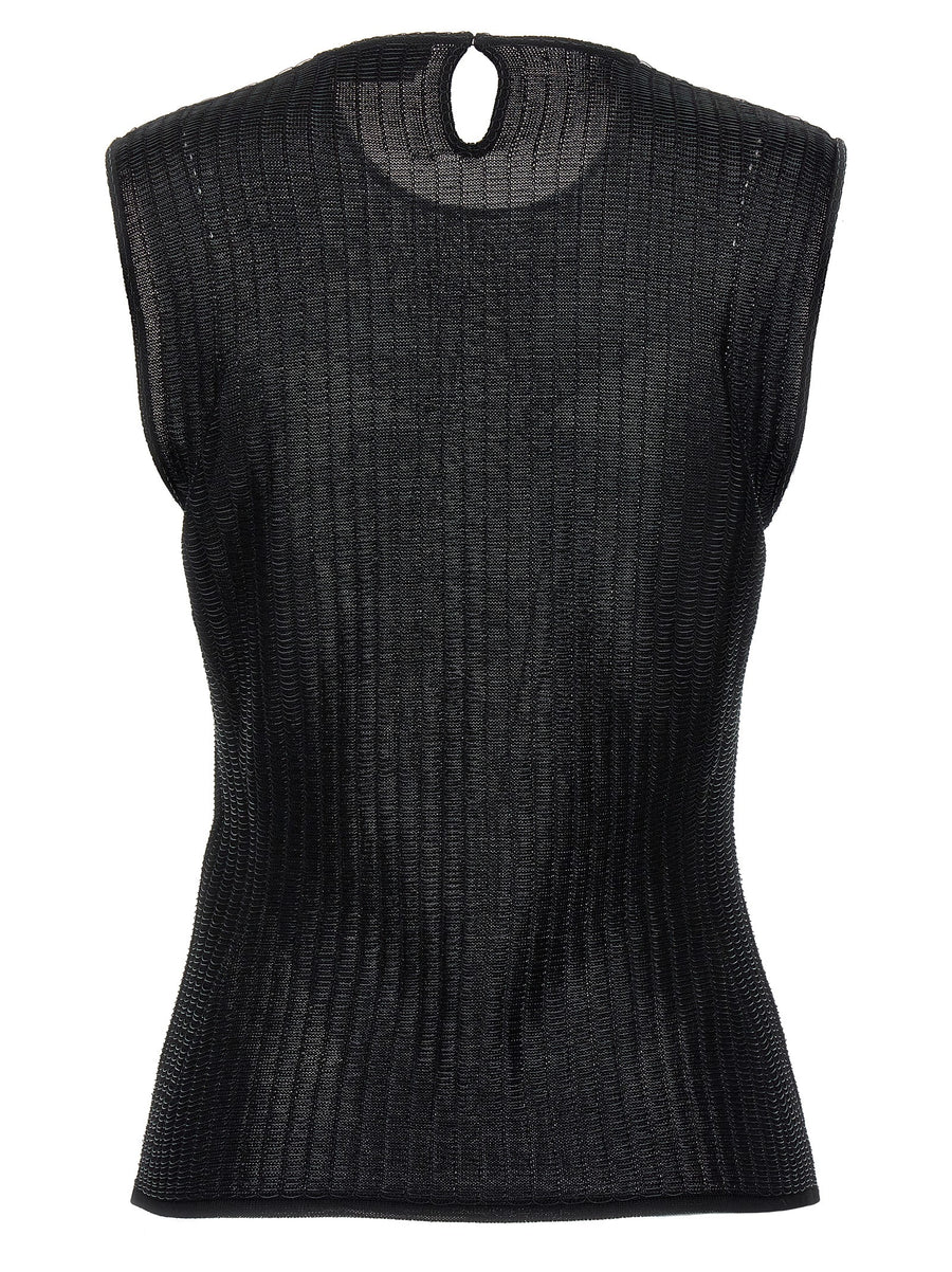 Alexander McQueen Armor Top Bold Contemporary Sleeveless Black Armor Inspired Texture for Women
