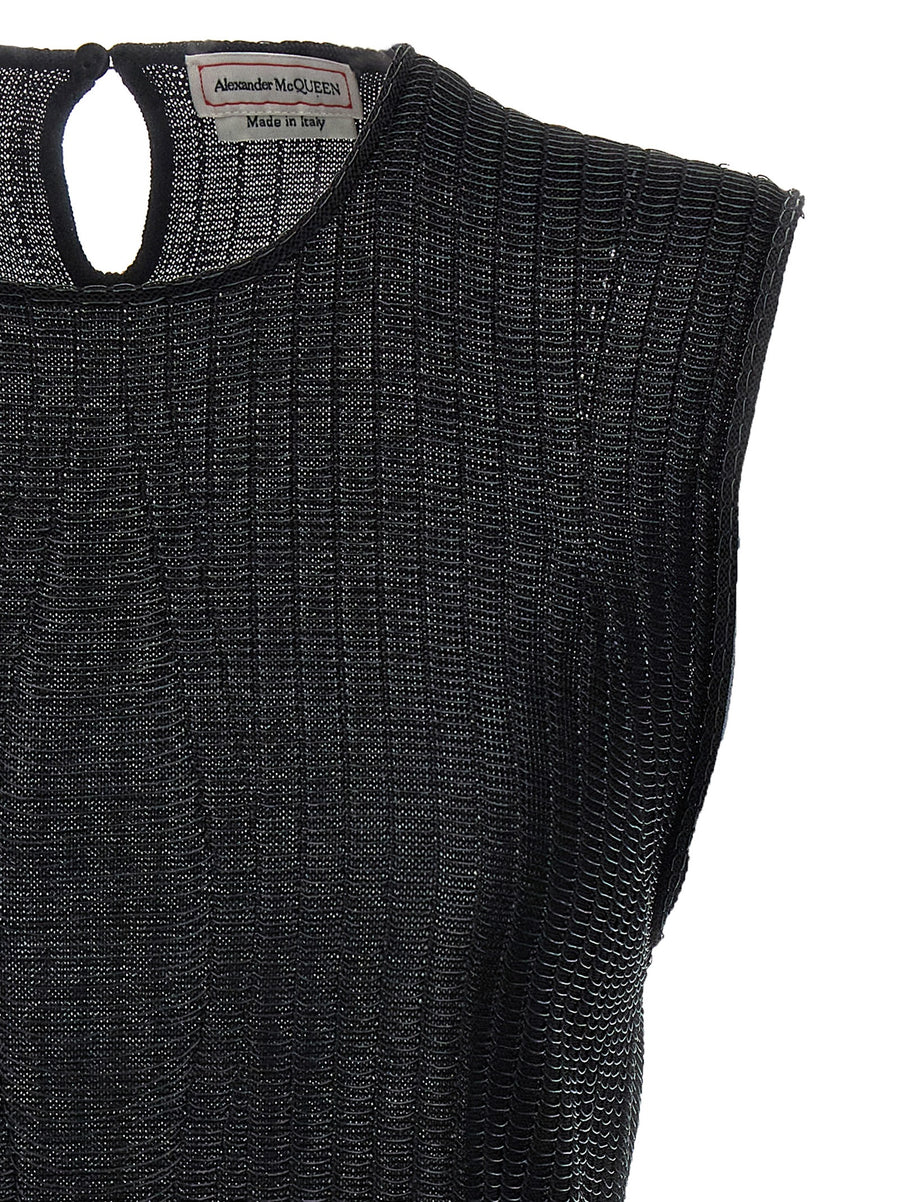 Alexander McQueen Armor Top Bold Contemporary Sleeveless Black Armor Inspired Texture for Women
