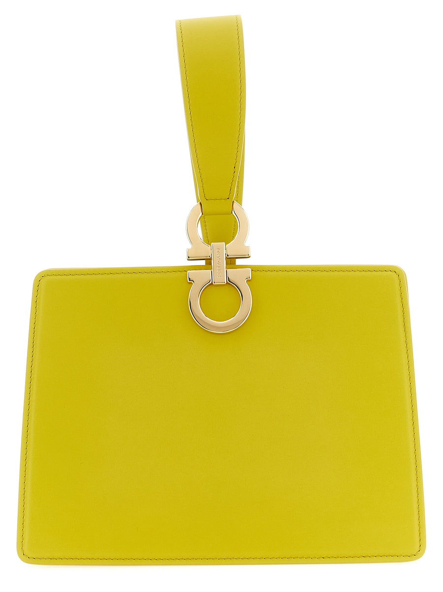 Ferragamo Mini Clutch Yellow Calfskin Leather For Women Hands-Free Evening Clutch