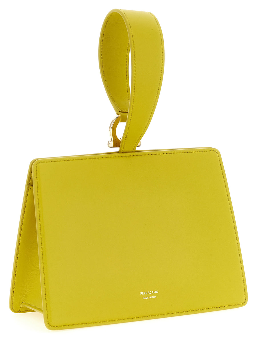 Ferragamo Mini Clutch Yellow Calfskin Leather For Women Hands-Free Evening Clutch