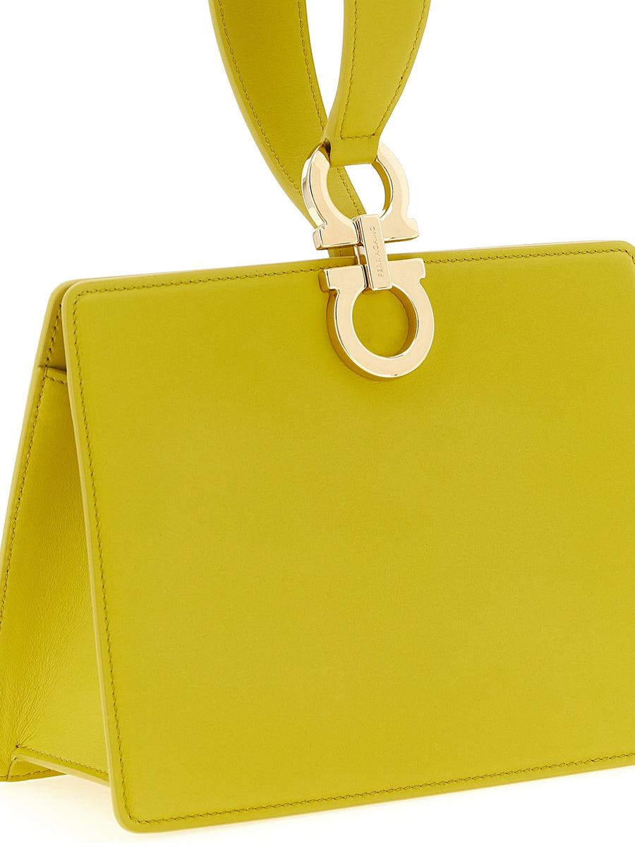 Ferragamo Mini Clutch Yellow Calfskin Leather For Women Hands-Free Evening Clutch