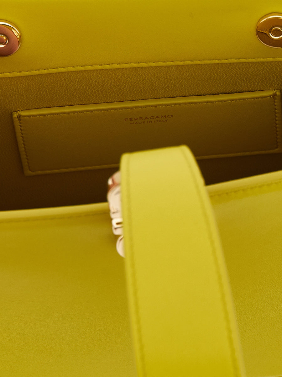 Ferragamo Mini Clutch Yellow Calfskin Leather For Women Hands-Free Evening Clutch