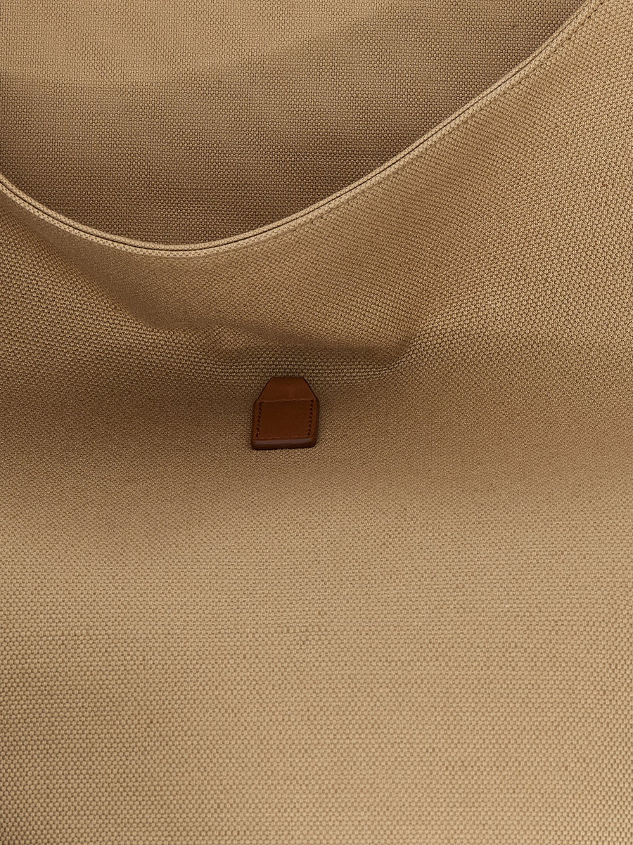 Saint Laurent Le 5 A 7 Hobo Shoulder Bag Beige Cotton Linen Luxury For Women Everyday Use
